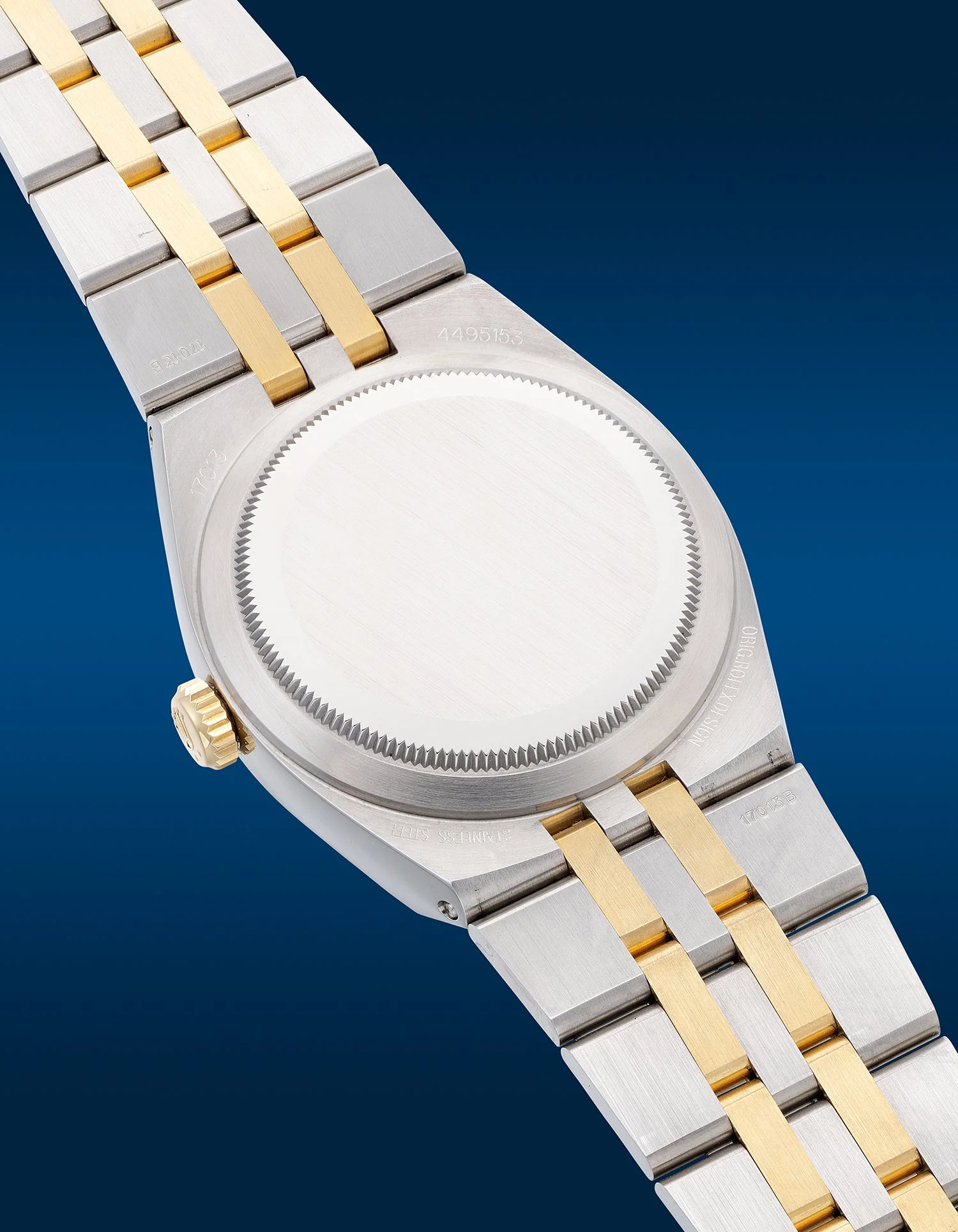 Caseback and 17013B bracelet stamp on a serviced Oysterquartz
