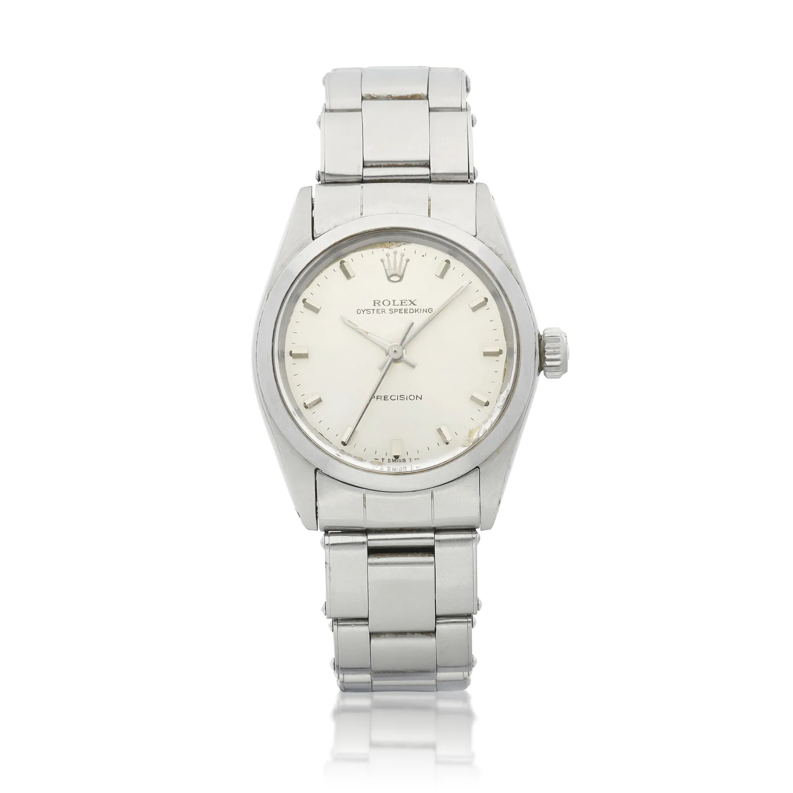 Rolex Oyster Speedking Precision ref. 6430, silvered dial and steel Oyster bracelet, catalogued by Sotheby's circa 1968