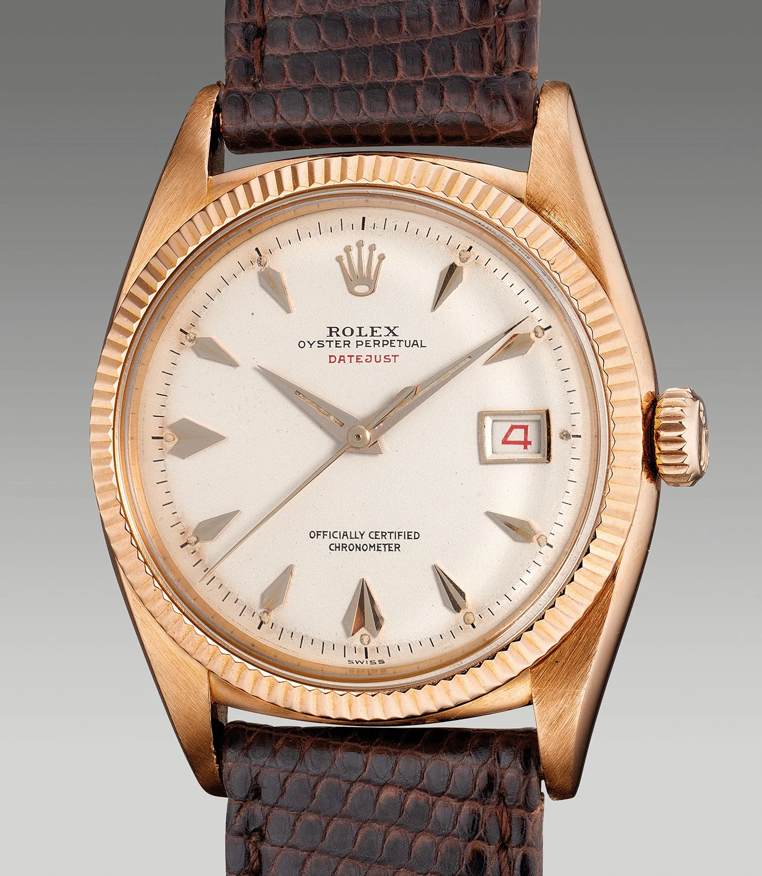 Red DATEJUST lettering and roulette date, Phillips lot 1038, circa 1954