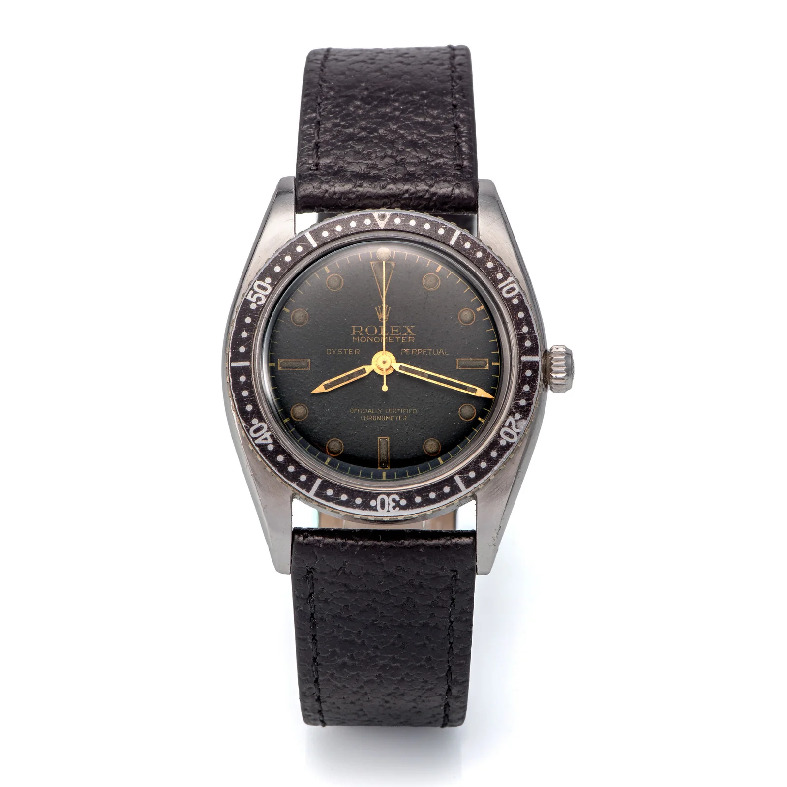 Black-dial Rolex Turn-O-Graph ref. 6202 with a Monometer dial and graduated bezel