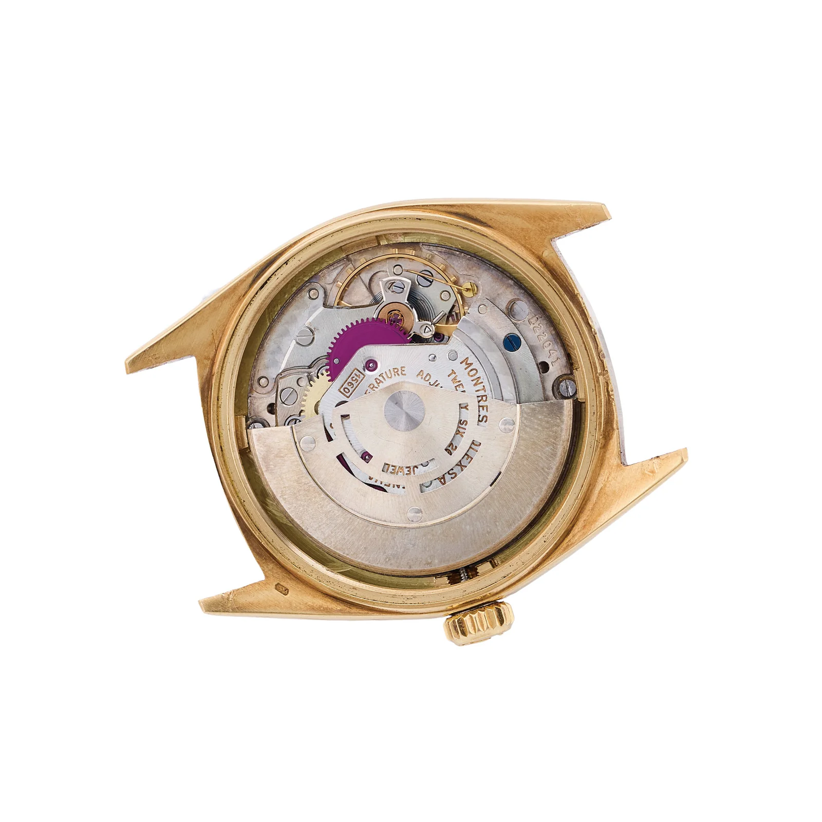Automatic movement inside a gold Rolex Datejust 1607