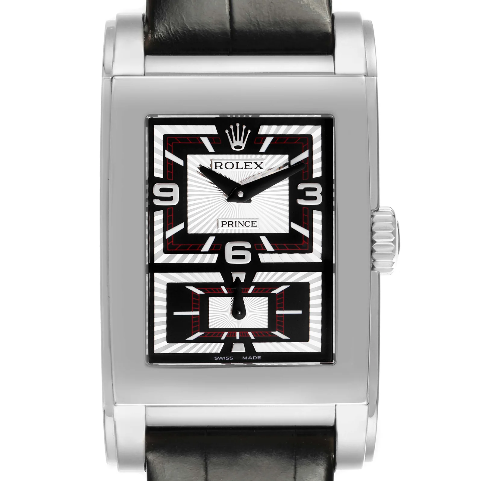 Black and silver double Rayon Flammé dial on Rolex Cellini Prince 5443/9