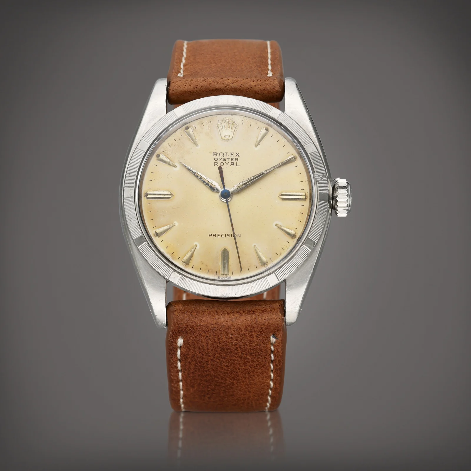Silvered Oyster Royal dial on a steel Rolex 6427
