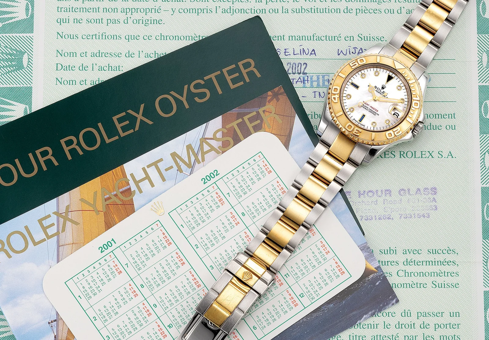 Rolex Yacht-Master ref. 168623 shown with papers and Yacht-Master literature