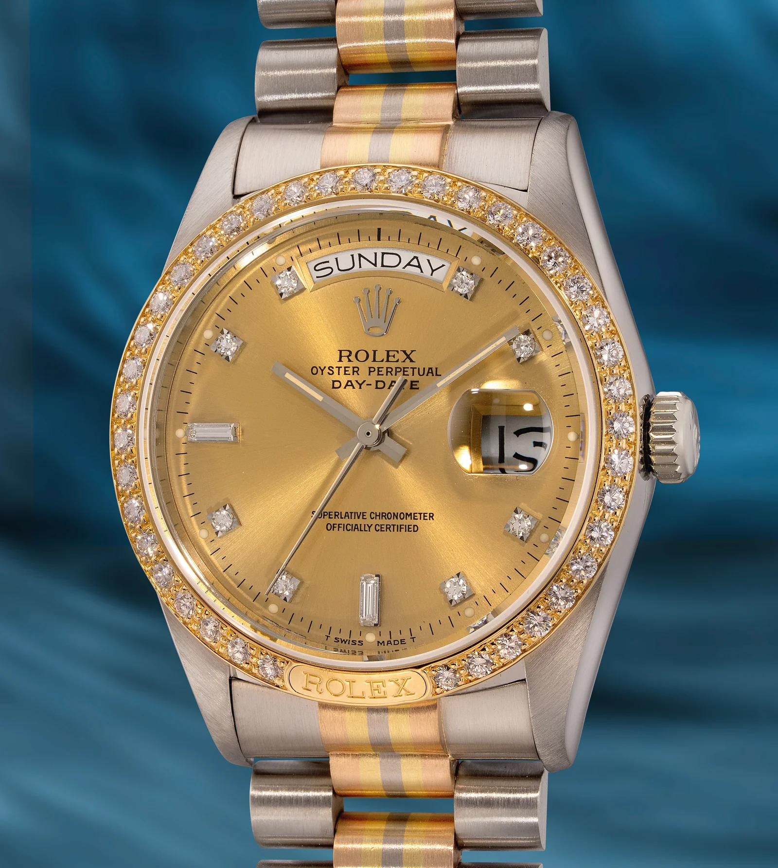 Gilt Jubilee dial with square-cut diamond numerals on Rolex 18129, Christie’s 2006