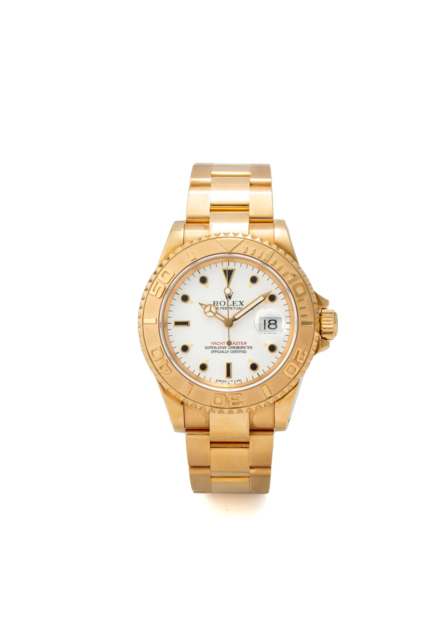 Yellow-gold Rolex Yacht-Master 16628 with white dial and graduated bezel
