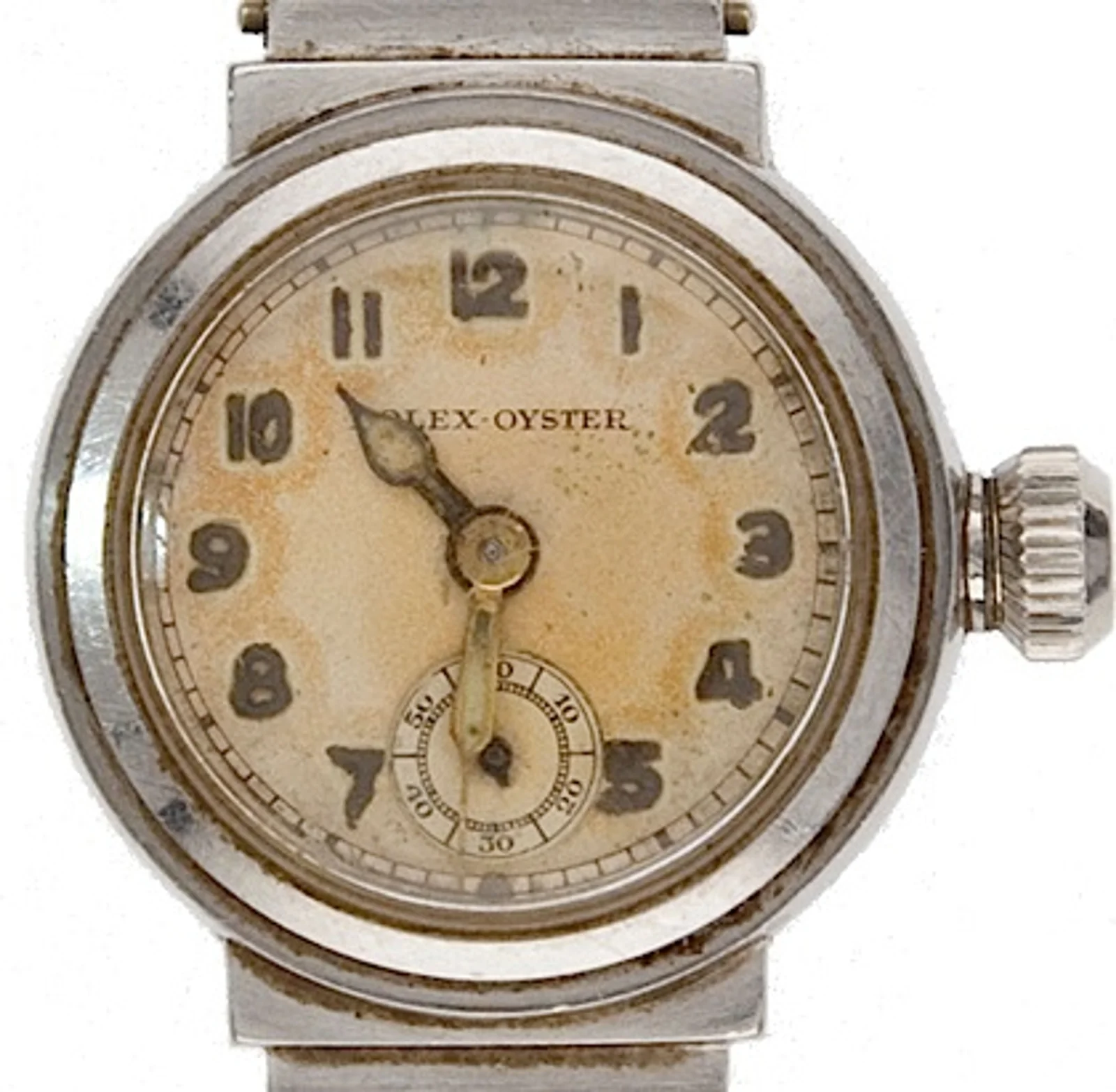 Artcurial lot 432, cream dial with painted Arabic numerals and small seconds; circa-1938 catalogue attribution