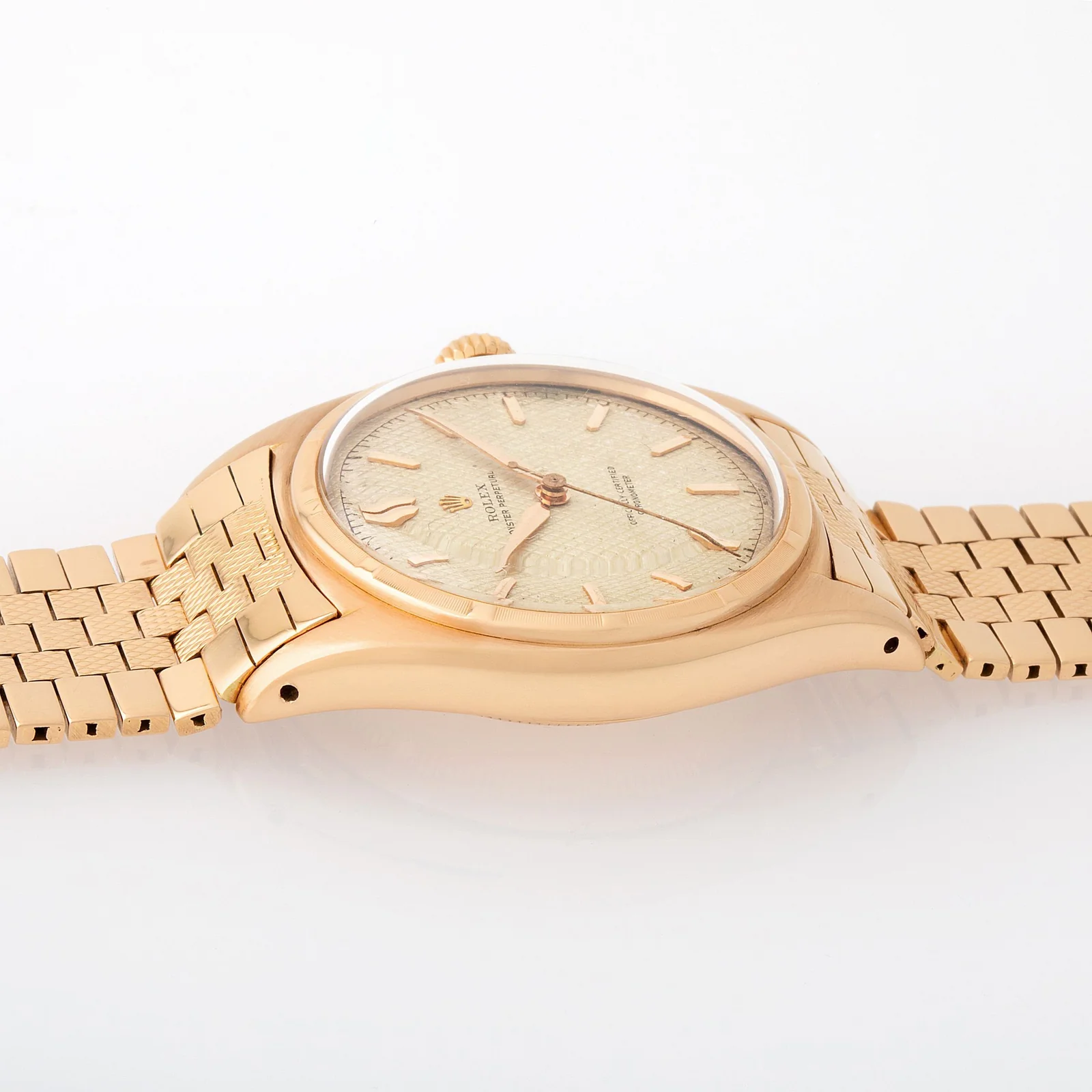 Silvered honeycomb dial of Rolex reference 6029 case 706020