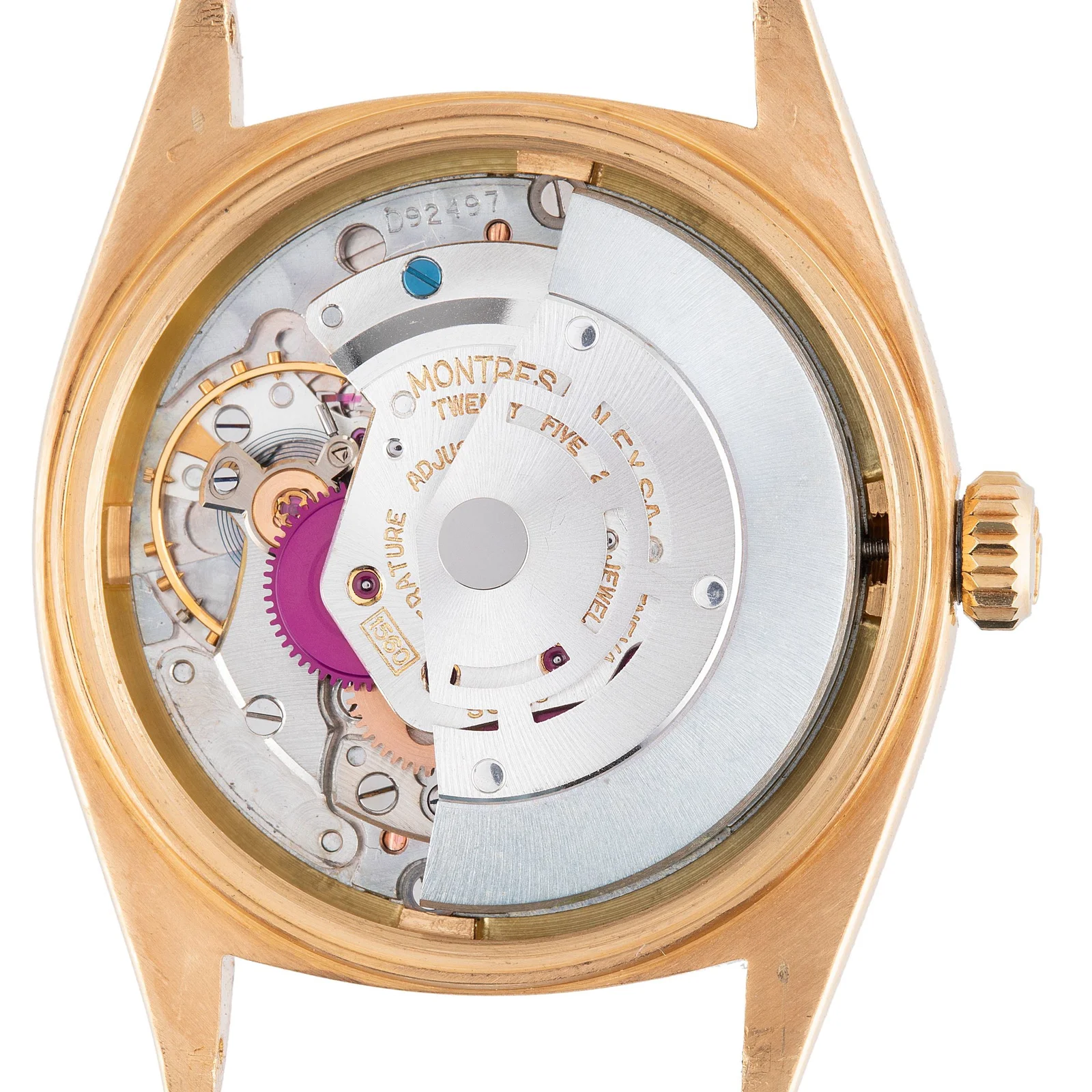 Automatic Rolex movement photographed in the ref. 1602 Monaco Legend Auctions lot