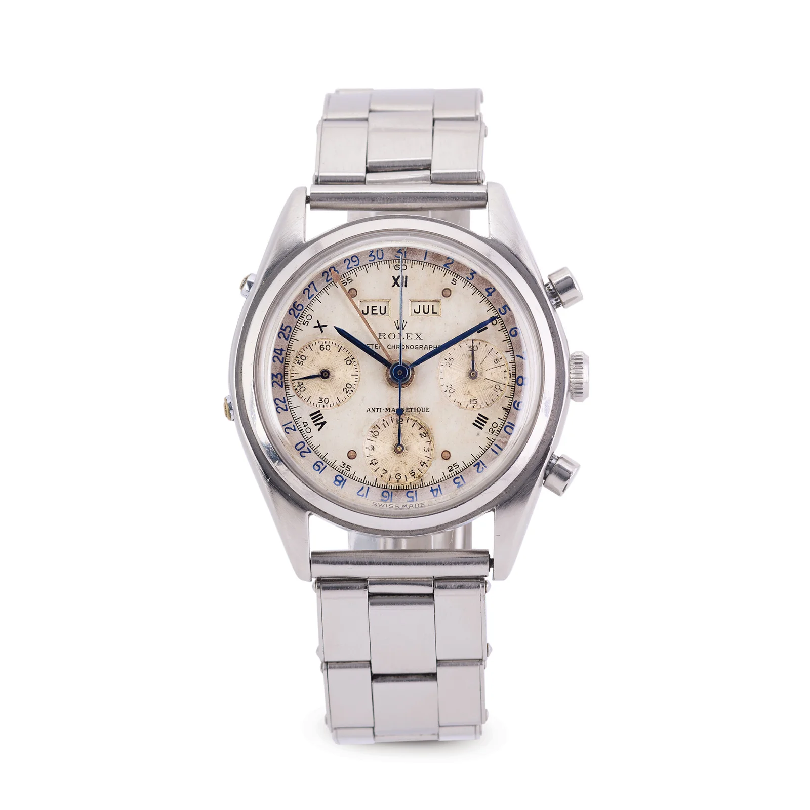 Steel Rolex ref. 4767 with pointer-date dial, case 584351