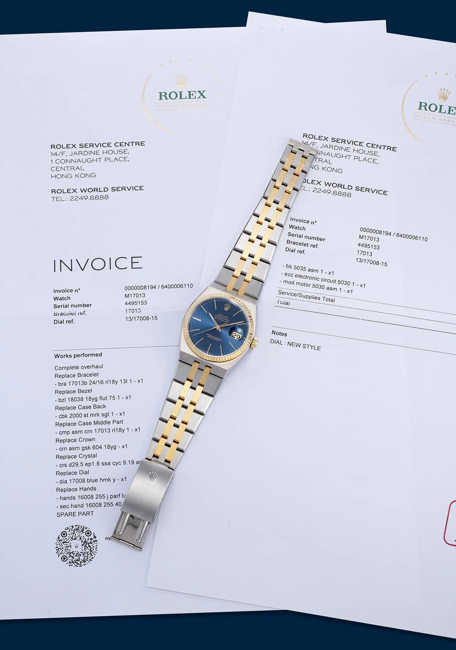 Watch and 2021 Rolex service invoice. Phillips, lot 8036 (2022).