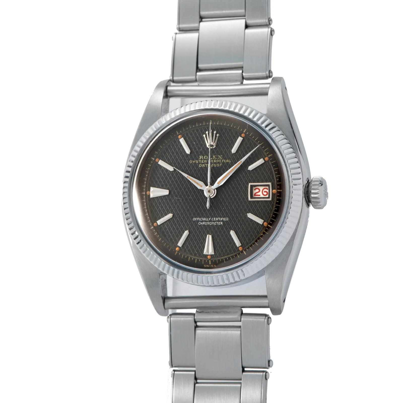 Black honeycomb dial and roulette date, Antiquorum lot 147, circa 1955